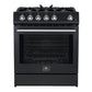 Forno FFSGS111630BLK Forno Leonardo Espresso 30-Inch Black Gas Range, 5 Burners, 39,500 Btu, 5 Cu.Ft Convection Oven