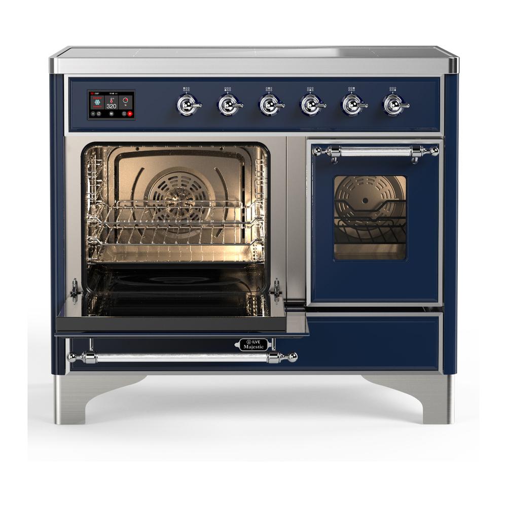 Ilve UMDIB40NR3MBC Ilve Umdib40Nr3Mbc Majestic Iii 40 Inch Induction Range With 6 Elements, 3.82 Cu. Ft. Total Oven Capacity (Triple Glass Door, Midnight Blue, Chrome)