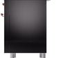 Ilve UPI366NMPBKP Nostalgie Ii 36 Inch Electric Freestanding Range In Glossy Black With Copper Trim