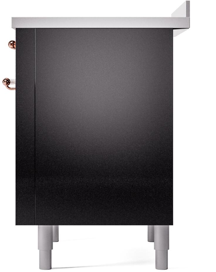 Ilve UPI366NMPBKP Nostalgie Ii 36 Inch Electric Freestanding Range In Glossy Black With Copper Trim