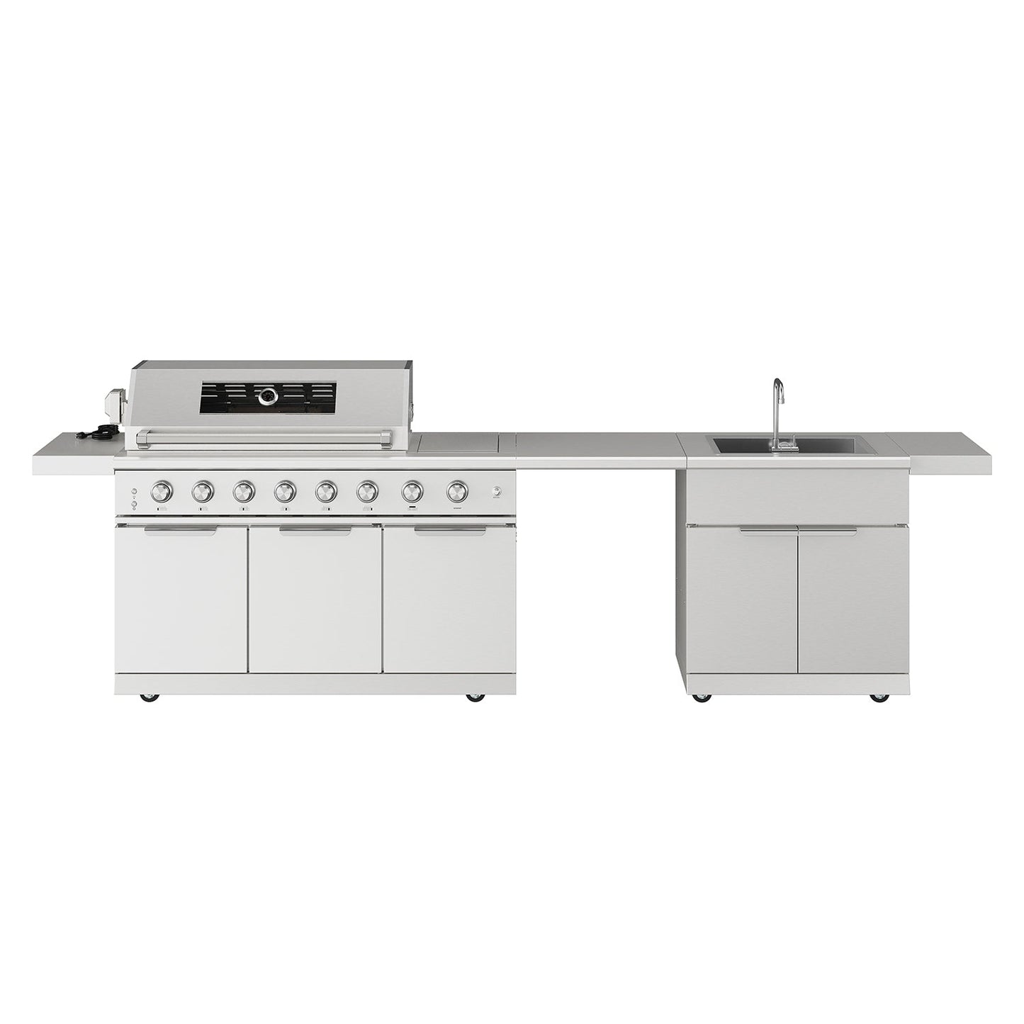 Thor Kitchen TBG573P 10 Ft. Outdoor Kitchen Island With Gas Grill & Side Burner, Sink & Drawer 77,000 Btu - Stainless Steel