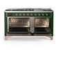 Ilve UM60FQNR3EGPLP Ilve Um60Fqnr3Egplp Majestic Iii 60 Inch Dual Fuel Range With 9 Burners And Griddle, Dual Function Burner Up To 25,000 Btu (Liquid Propane, Solid Door, Emerald Green, Copper)