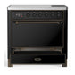 Ilve UMIB36QNR3BKB Ilve Umib36Qnr3Bkb Majestic Iii 36 Inch Induction Range With 6 Elements, 3.5 Cu. Ft. Total Oven Capacity (Solid Door, Glossy Black, Burnished)