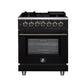 Forno FFSGS612530BLK Forno Massimo 30-Inch Freestanding Dual Fuel Range In Black With Antique Brass Accessories, 4 Burners, 4.32 Cu. Ft. Convection Oven