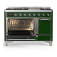 Ilve UM48FQNR3EGC Ilve Um48Fqnr3Egc Majestic Iii 48 Inch Dual Fuel Range With 8 Burners And Griddle, Dual Function Burner Up To 25,000 Btu (Natural Gas, Solid Door, Emerald Green, Chrome)