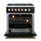 Forno FFSGS627430BLK Giovanni 30-Inch Gas Range Black & Antique Brass Design, 5 Burners 67,000 Btu, 4.32 Cu.Ft. Convection Oven