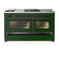 Ilve UM60FSNR3EGBLP Ilve Um60Fsnr3Egblp Majestic Iii 60 Inch Dual Fuel Range With 7 Burners, Griddle And French Top, Dual Function Burner With Up To 25,000 Btu (Liquid Propane, Triple Glass Door, Emerald Green, Burnished)