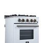 Forno FFSGS627224WHT Forno Breno 24 Inch Freestanding Gas Range In White With Antique Brass, Compact Design