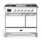 Ilve UMD40FQNR3WHC Ilve Umd40Fqnr3Whc Majestic Iii 40 Inch Dual Fuel Range With 6 Burners And Griddle, Dual Function Burner Up To 25,000 Btu (Natural Gas, Solid Door, White, Chrome)