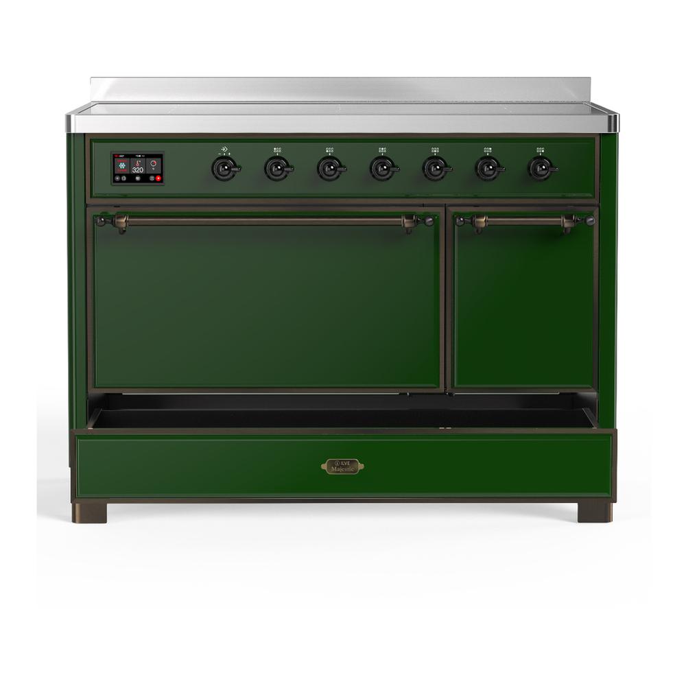 Ilve UMIB48QNR3EGB Ilve Umib48Qnr3Egb Majestic Iii 48 Inch Induction Range With 6 Elements, 5.02 Cu. Ft. Total Oven Capacity (Solid Door, Emerald Green, Burnished)