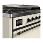 Ilve UM48FSQNR3AWB Ilve Um48Fsqnr3Awb Majestic Iii 48 Inch Dual Fuel Range With 5 Black Brass Burners, Griddle And French Top, Dual Function Burner Up To 25,000 Btu (Natural Gas, Solid Door, Antique White, Burnished)