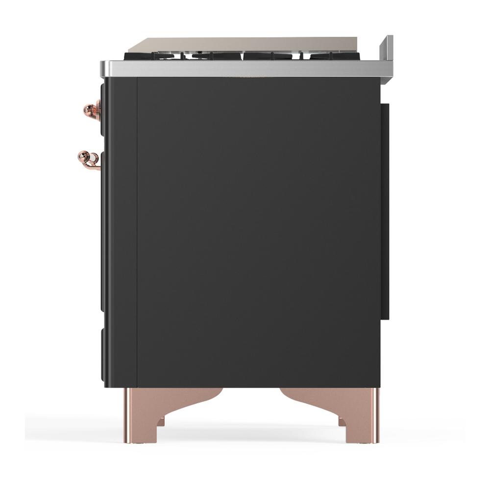 Ilve UMD40FNR3MGPLP Ilve Umd40Fnr3Mgplp Majestic Iii 40 Inch Dual Fuel Range With 6 Burners And Griddle, Dual Function Burner Up To 25,000 Btu (Liquid Propane, Triple Glass Door, Graphite Matte, Copper)