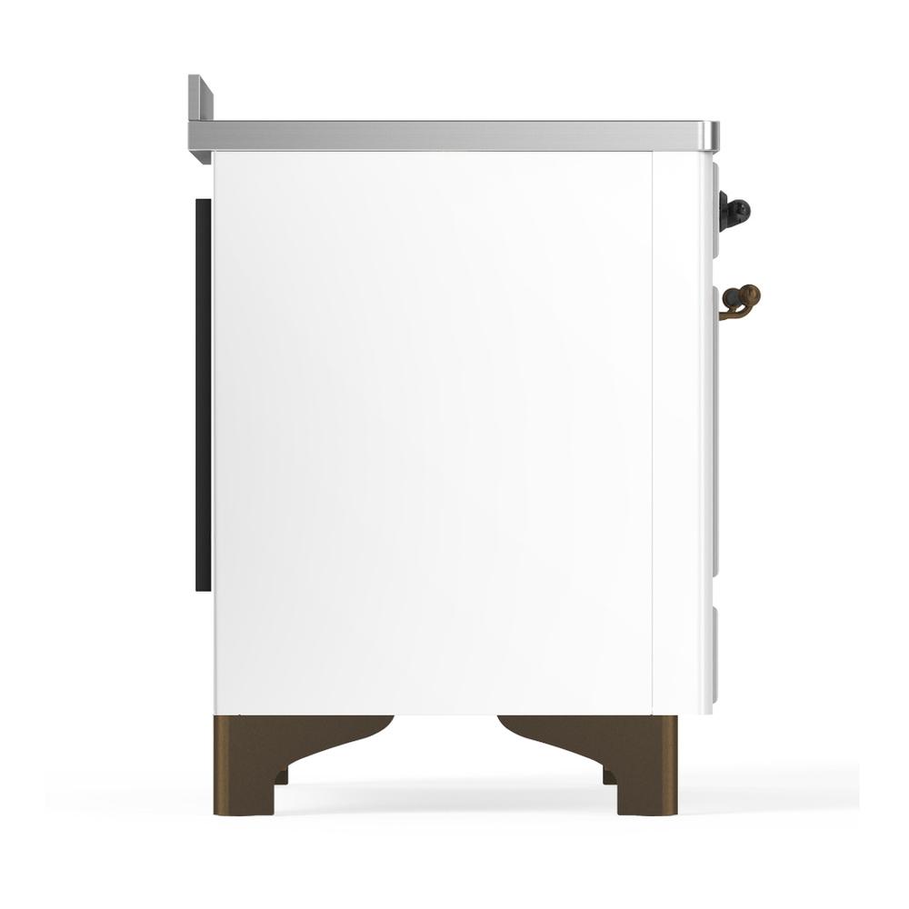 Ilve UMIB48QNR3WHB Ilve Umib48Qnr3Whb Majestic Iii 48 Inch Induction Range With 6 Elements, 5.02 Cu. Ft. Total Oven Capacity (Solid Door, White, Burnished)