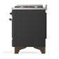 Ilve UMD40FNR3MGBLP Ilve Umd40Fnr3Mgblp Majestic Iii 40 Inch Dual Fuel Range With 6 Burners And Griddle, Dual Function Burner Up To 25,000 Btu (Liquid Propane, Triple Glass Door, Graphite Matte, Burnished)
