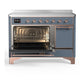 Ilve UMIB48QNR3BGP Ilve Umib48Qnr3Bgp Majestic Iii 48 Inch Induction Range With 6 Elements, 5.02 Cu. Ft. Total Oven Capacity (Solid Door, Blue Grey, Copper)