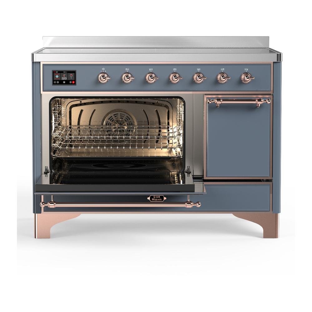 Ilve UMIB48QNR3BGP Ilve Umib48Qnr3Bgp Majestic Iii 48 Inch Induction Range With 6 Elements, 5.02 Cu. Ft. Total Oven Capacity (Solid Door, Blue Grey, Copper)