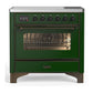 Ilve UMIB36NR3EGB Ilve Umib36Nr3Egb Majestic Iii 36 Inch Induction Range With 6 Elements, 3.5 Cu. Ft. Total Oven Capacity (Triple Glass Door, Emerald Green, Burnished)