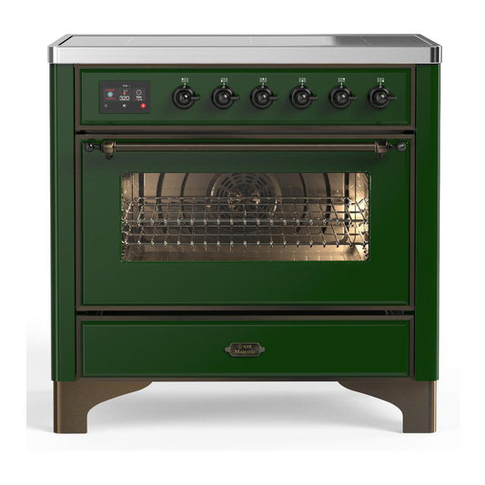 Ilve UMIB36NR3EGB Ilve Umib36Nr3Egb Majestic Iii 36 Inch Induction Range With 6 Elements, 3.5 Cu. Ft. Total Oven Capacity (Triple Glass Door, Emerald Green, Burnished)