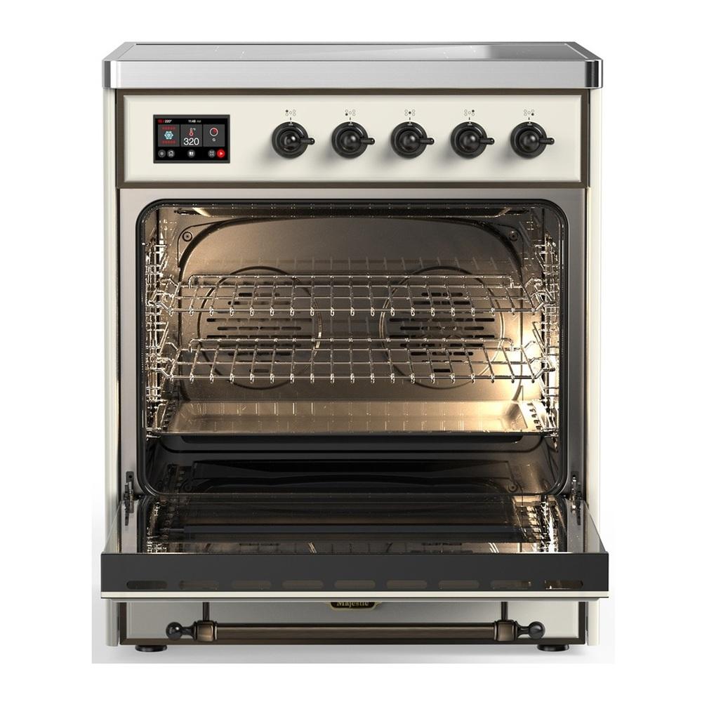 Ilve UMIB30QNR3AWB Ilve Umib30Qnr3Awb Majestic Iii 30 Inch Induction Range With 4 Elements, 4 Cu. Ft. Oven Capacity (Solid Door, Antique White, Burnished)