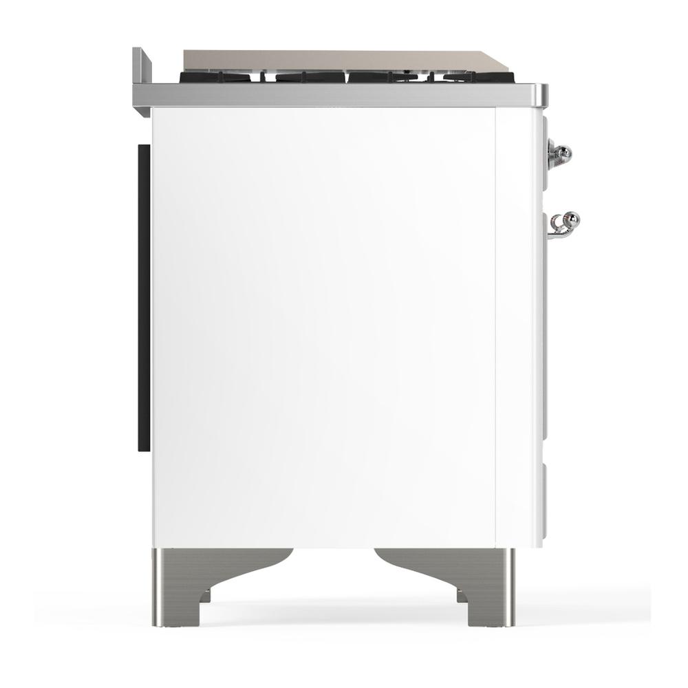 Ilve UM60FNR3WHCLP Ilve Um60Fnr3Whclp Majestic Iii 60 Inch Dual Fuel Range With 9 Burners And Griddle, Dual Function Burner Up To 25,000 Btu (Liquid Propane, Triple Glass Door, White, Chrome)