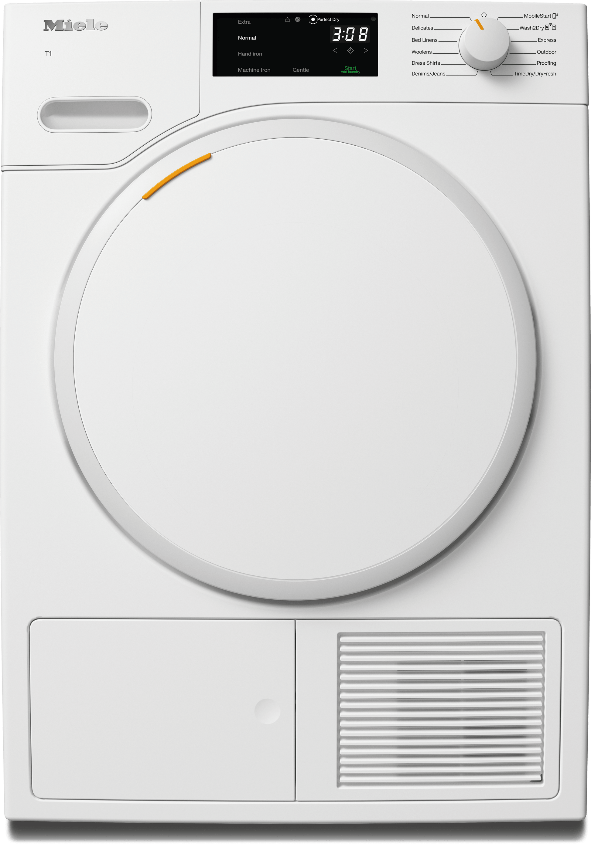 Miele TXB360WP Txb360Wp - T1 Heat-Pump Dryer: 18 Lb (8 Kg) Directsensor Honeycomb Drum Fragrancedos Miele@Home Dryprotect