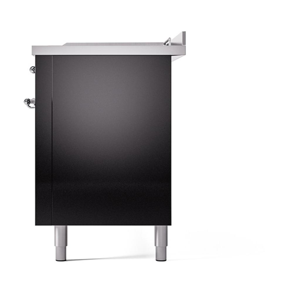 Ilve UN60FSQNMPBKC Ilve Un60Fsqnmpbkc Nostalgie Ii Noblesse 60" Dual Fuel Range (7 Sealed Burners + Griddle + French Top, Natural Gas, Solid Door, Glossy Black, Chrome)