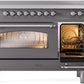 Ilve UPI486NMPMGC Nostalgie Ii 48 Inch Electric Freestanding Range In Matte Graphite With Chrome Trim