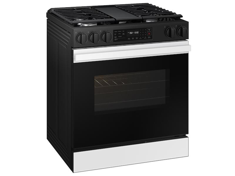 Samsung NSG6DB830012 Bespoke 6.0 Cu. Ft. Smart Slide-In Gas Range With Air Fry & Precision Knobs In White Glass