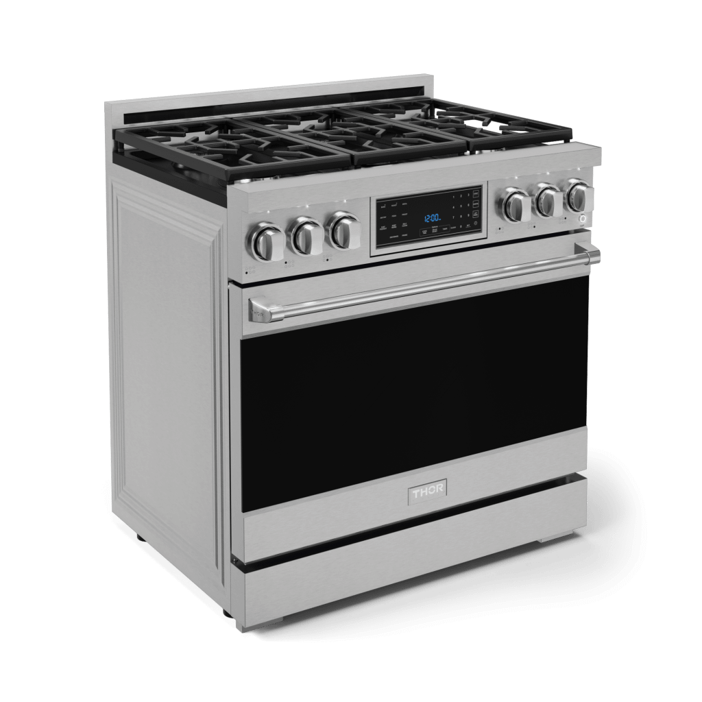 Thor Kitchen RSG36 36 Inch Professional Gas Range With Tilt Panel Touch Control In Stainless Steel Gordon Ramsay Series - Rsg36