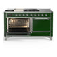 Ilve UM60FSQNR3EGC Ilve Um60Fsqnr3Egc Majestic Iii 60 Inch Dual Fuel Range With 7 Burners, Griddle And French Top, Dual Function Burner With Up To 25,000 Btu (Natural Gas, Solid Door, Emerald Green, Chrome)