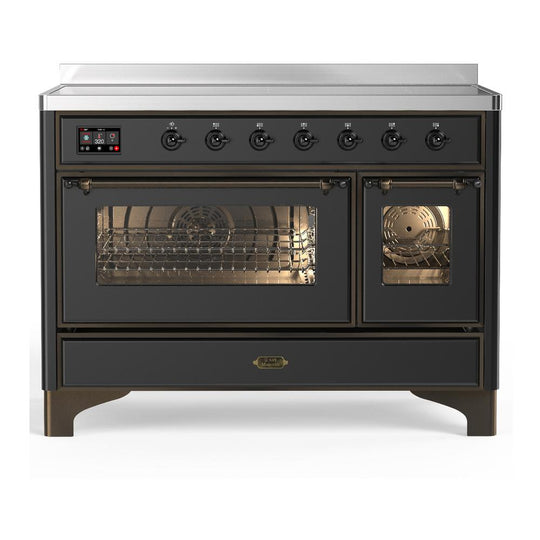 Ilve UMIB48NR3MGB Ilve Umib48Nr3Mgb Majestic Iii 48 Inch Induction Range With 6 Elements, 5.02 Cu. Ft. Total Oven Capacity (Triple Glass Door, Graphite Matte, Burnished)