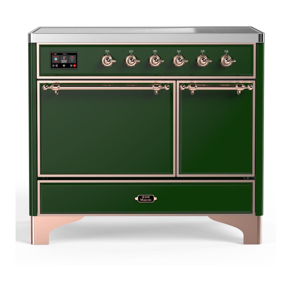 Ilve UMDIB40QNR3EGP Ilve Umdib40Qnr3Egp Majestic Iii 40 Inch Induction Range With 6 Elements, 3.82 Cu. Ft. Total Oven Capacity (Solid Door, Emerald Green, Copper)