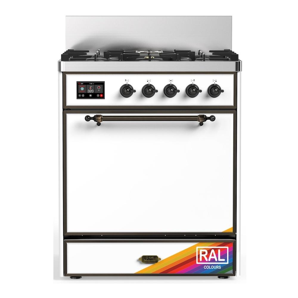 Ilve UM30QNR3RABLP Ilve Um30Qnr3Rablp Majestic Iii 30 Inch Dual Fuel Range With 5 Black Brass Burners, Dual Function Burner Up To 25,000 Btu (Liquid Propane, Solid Door, Ral, Burnished)