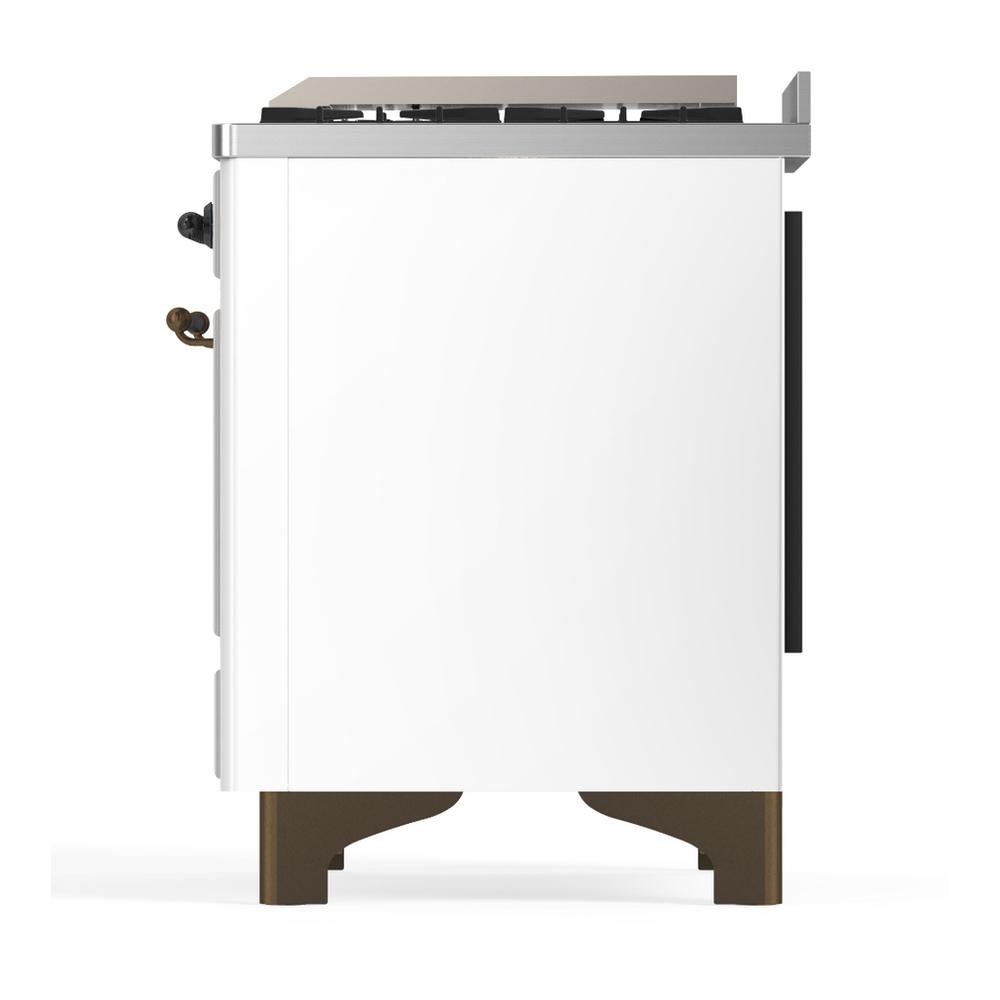 Ilve UMD40FNR3WHB Ilve Umd40Fnr3Whb Majestic Iii 40 Inch Dual Fuel Range With 6 Burners And Griddle, Dual Function Burner Up To 25,000 Btu (Natural Gas, Triple Glass Door, White, Burnished)