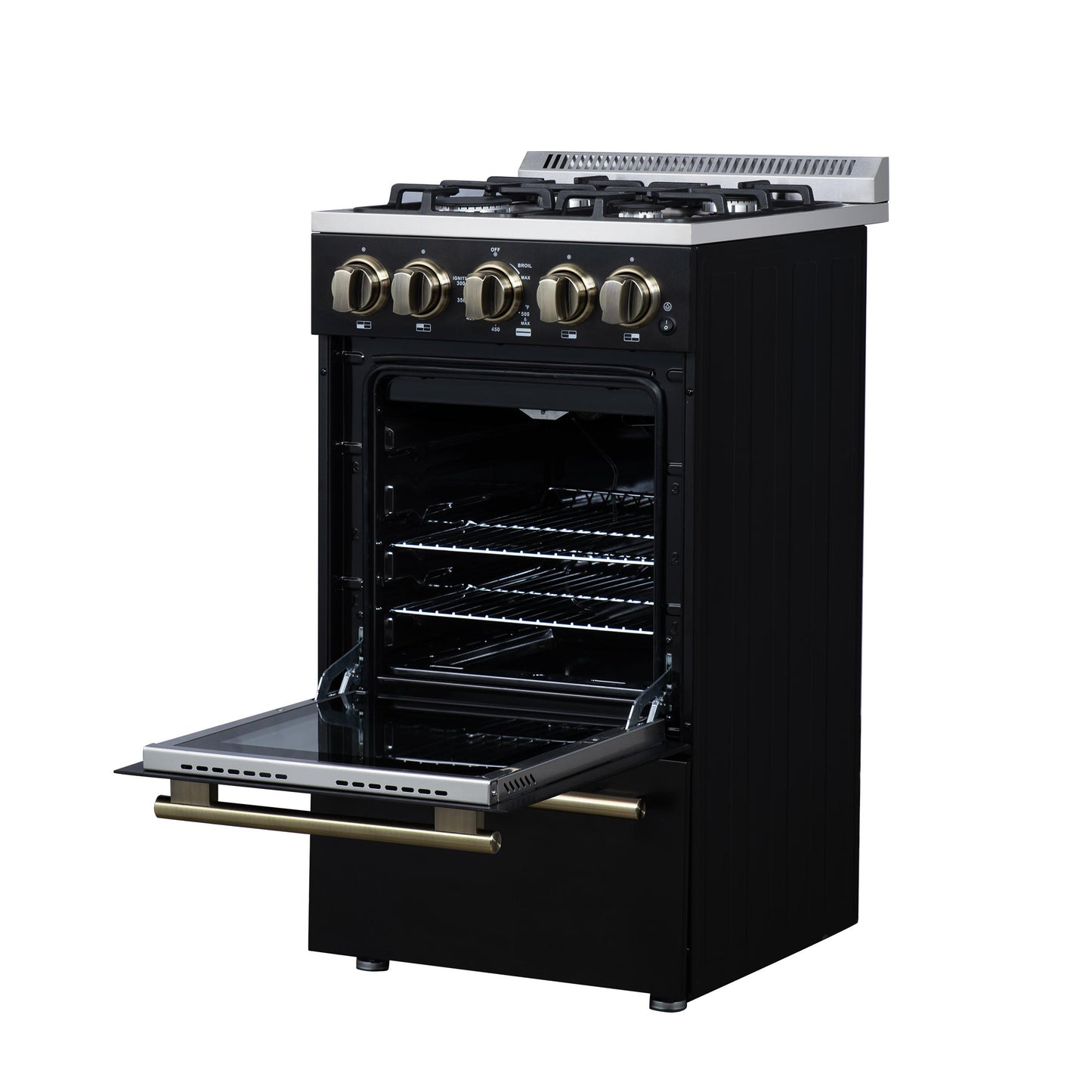 Forno FFSGS626520BLK Forno Lamazze 20 Inch Freestanding Gas Range In Black, Compact Design