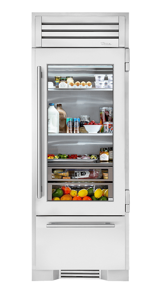 True Residential TR30RBFRSGA 30 Inch Stainless Glass Door Right Hinge Refrigerator With Bottom Freezer