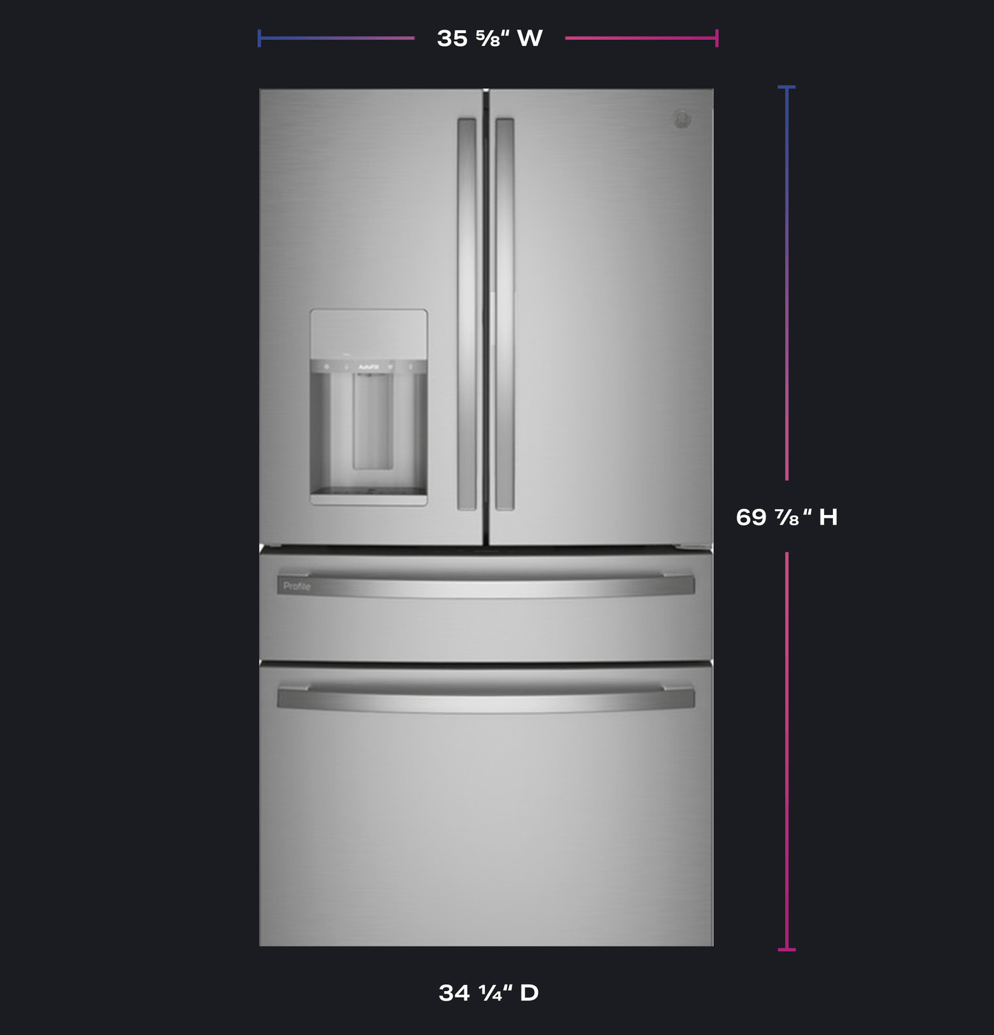 Ge Appliances PXD22BYPFS Ge Profile&#8482; 22.4 Cu. Ft. Smart Counter-Depth Fingerprint Resistant 4-Door French-Door Refrigerator With Door In Door