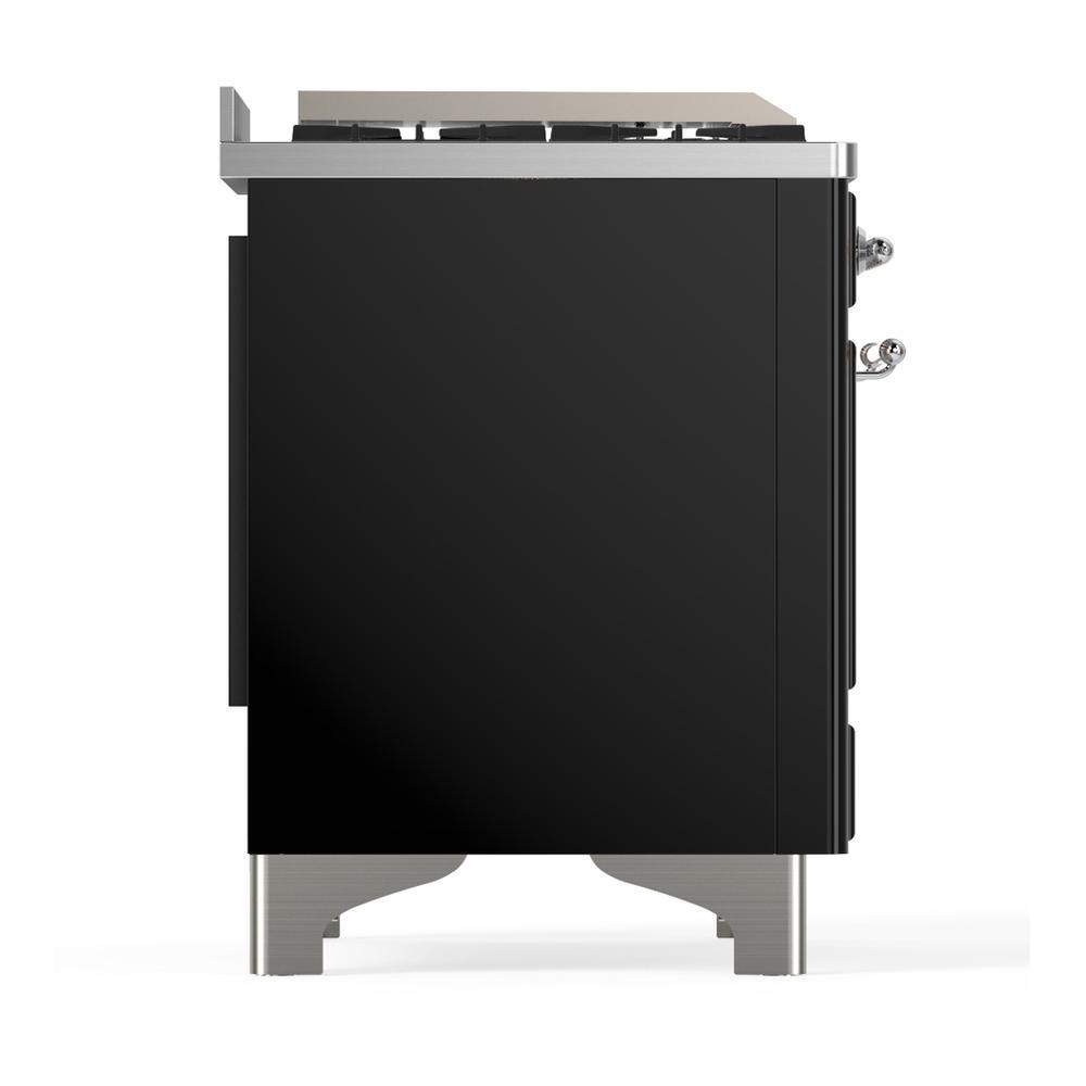 Ilve UM60FSQNR3BKC Ilve Um60Fsqnr3Bkc Majestic Iii 60 Inch Dual Fuel Range With 7 Burners, Griddle And French Top, Dual Function Burner With Up To 25,000 Btu (Natural Gas, Solid Door, Glossy Black, Chrome)