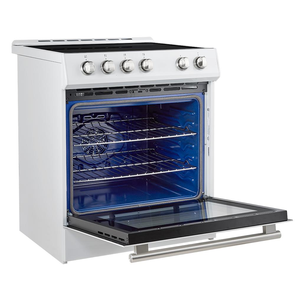 Forno FFSIN098230WHT Forno Leonardo Espresso 30-Inch Slide-In White Induction Range, Convection Oven, 5 Cooking Zones, Touch Control Panel