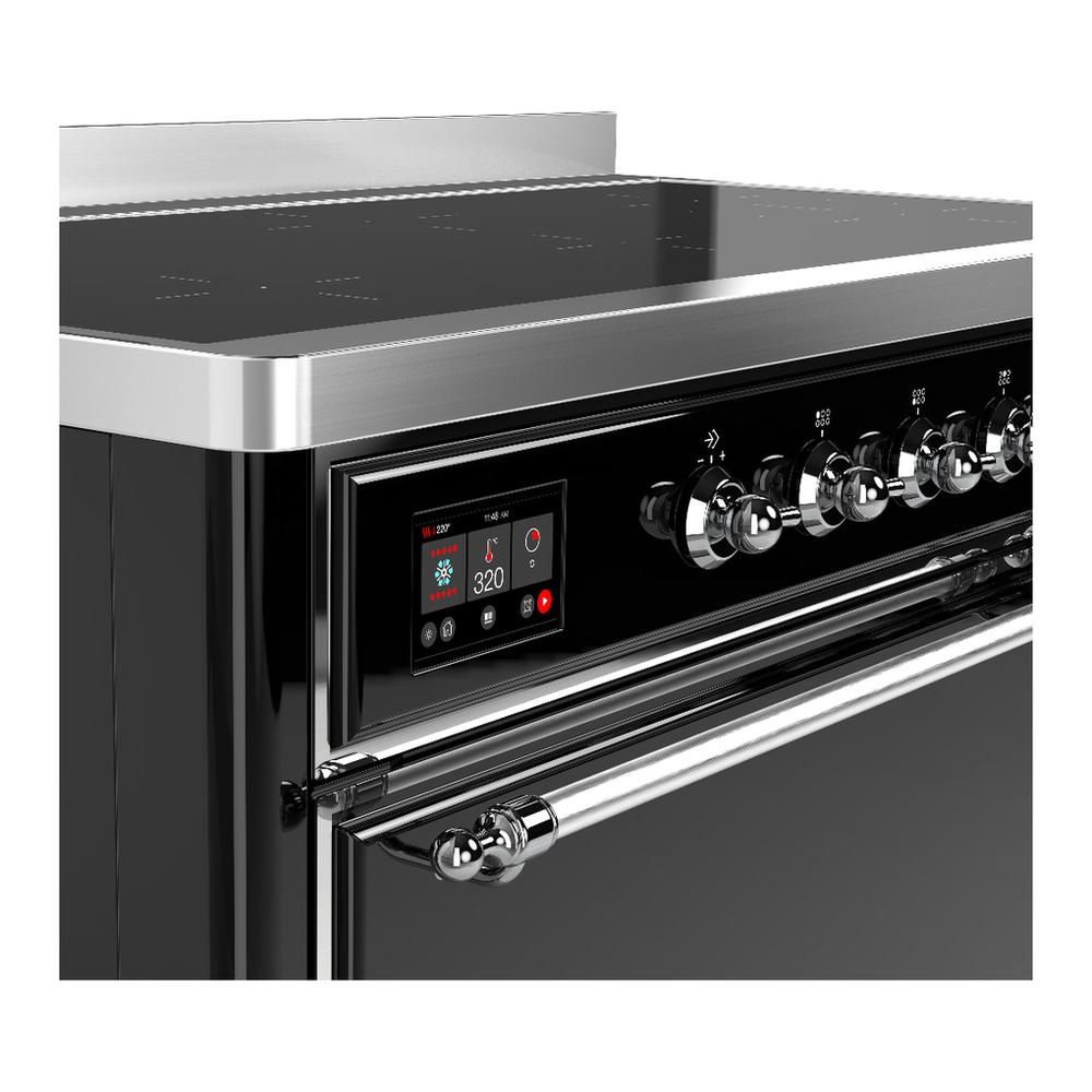 Ilve UMIB48QNR3BKC Ilve Umib48Qnr3Bkc Majestic Iii 48 Inch Induction Range With 6 Elements, 5.02 Cu. Ft. Total Oven Capacity (Solid Door, Glossy Black, Chrome)