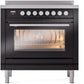 Ilve UPI366WMPBK Professional Plus Ii 36 Inch Electric Freestanding Range In Glossy Black With Trim