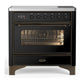 Ilve UMIB36NR3BKB Ilve Umib36Nr3Bkb Majestic Iii 36 Inch Induction Range With 6 Elements, 3.5 Cu. Ft. Total Oven Capacity (Triple Glass Door, Glossy Black, Burnished)