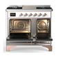 Ilve UMD40FNR3WHPLP Ilve Umd40Fnr3Whplp Majestic Iii 40 Inch Dual Fuel Range With 6 Burners And Griddle, Dual Function Burner Up To 25,000 Btu (Liquid Propane, Triple Glass Door, White, Copper)