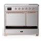Ilve UMDIB40QNR3SSP Ilve Umdib40Qnr3Ssp Majestic Iii 40 Inch Induction Range With 6 Elements, 3.82 Cu. Ft. Total Oven Capacity (Solid Door, Stainless Steel, Copper)