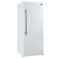 Forno FFFFD172228WHTRS Forno Maderno 28-Inch Convertible Freezer/Refrigerator In White With Antique Brass Handle, 13.6 Cu.Ft. Right Swing