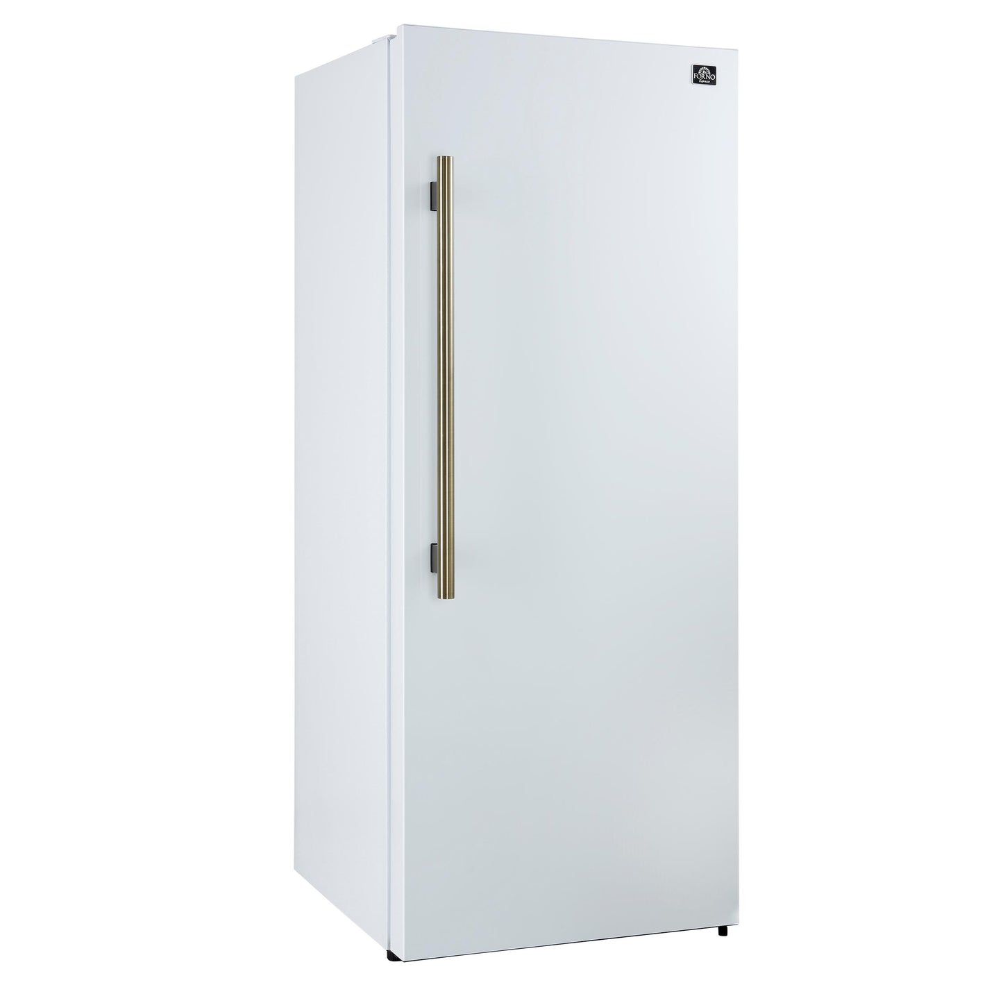 Forno FFFFD172228WHTRS Forno Maderno 28-Inch Convertible Freezer/Refrigerator In White With Antique Brass Handle, 13.6 Cu.Ft. Right Swing