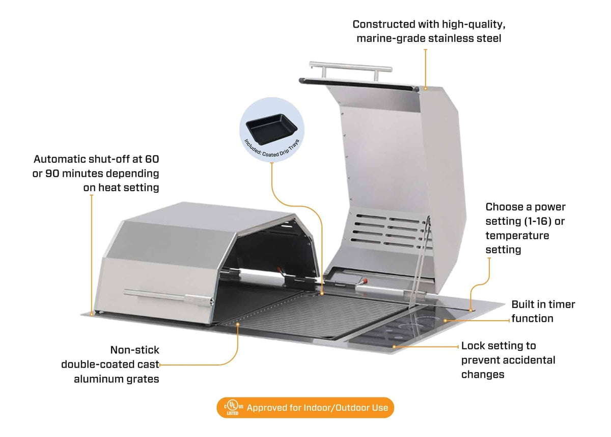 Kenyon B70470 Texan Electric Grill Intelliken Touch™ With Split Lid