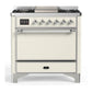 Ilve UM36FQNR3AWCLP Ilve Um36Fqnr3Awclp Majestic Iii 36 Inch Dual Fuel Range With 6 Black Brass Burners And Griddle, Dual Function Burner Up To 25,000 Btu (Solid Door, Antique White, Chrome, Liquid Propane)