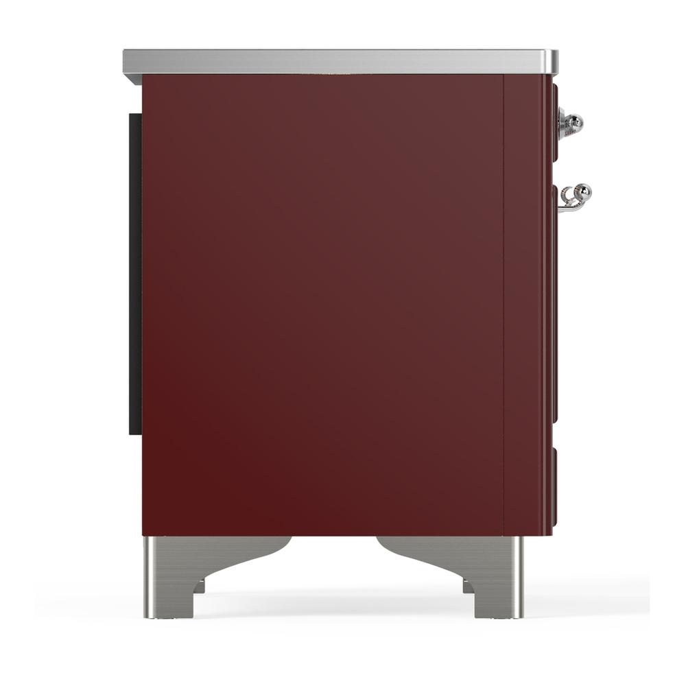 Ilve UMIB36QNR3BUC Ilve Umib36Qnr3Buc Majestic Iii 36 Inch Induction Range With 6 Elements, 3.5 Cu. Ft. Total Oven Capacity (Solid Door, Burgundy, Chrome)