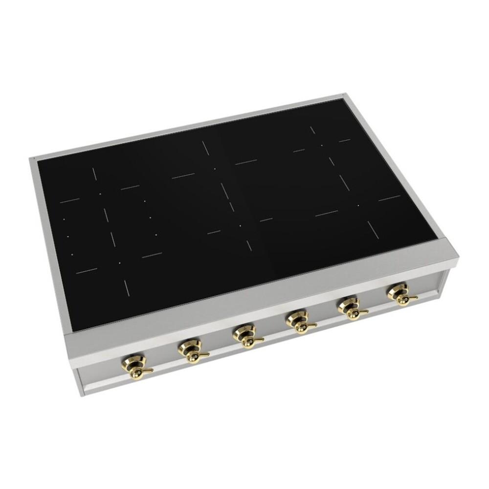 Ilve UHCPI366NSSG Ilve Uhcpi366Nssg Nostalgie Ii 36 Inch Built-In Induction Rangetop With 6 Elements (Stainless Steel, Brass)